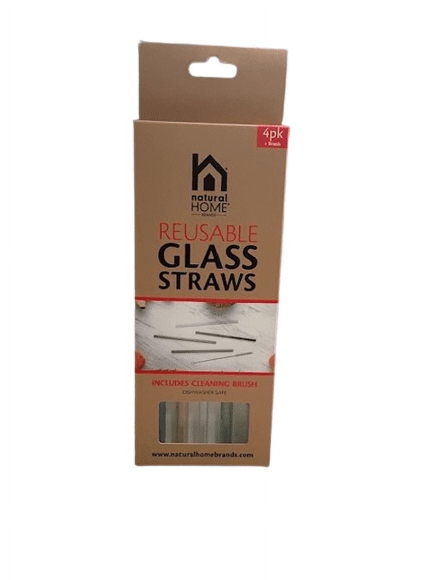 Natural Home 4 Pack Reusable Glass Straws