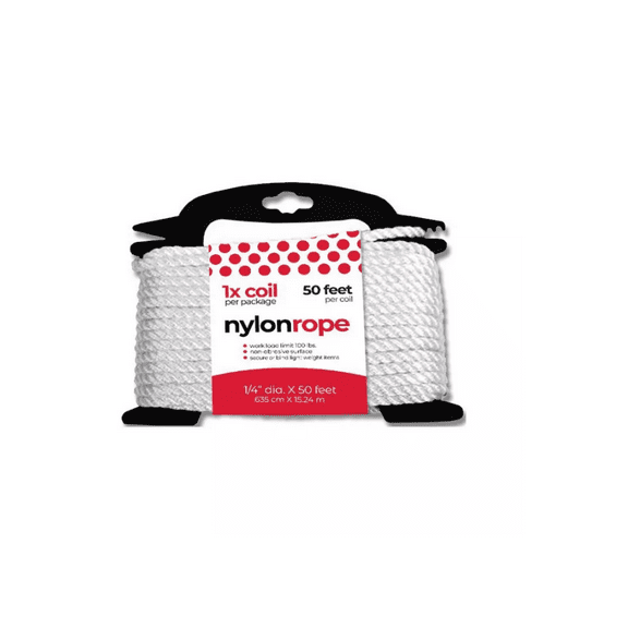 Natural Home 50ft Rope/Twine: Nylon Packaging Wrap, Packing Supplies, Stretch Wrap, 0.25" Width, 0.65 lbs