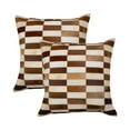thumbnail image 1 of Natural Torino Geneva Cowhide Pillow | 2-Pack | Brown/white | 18"x18", 1 of 1