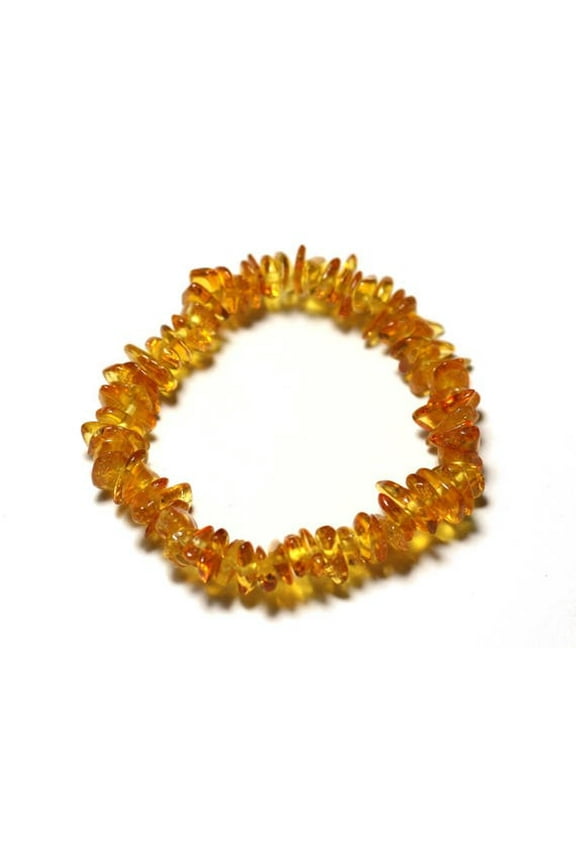 Natural Honey Amber 5-8mm Nugget Chips Shape Smooth Cut Beads Stretchable Bracelet for Men & Women.
