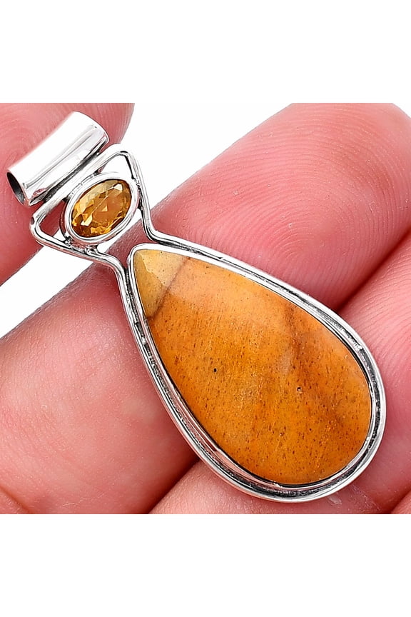 Natural Honey Aragonite & Citrine 925 Sterling Silver Pendant Jewelry P-1130 SDP144341