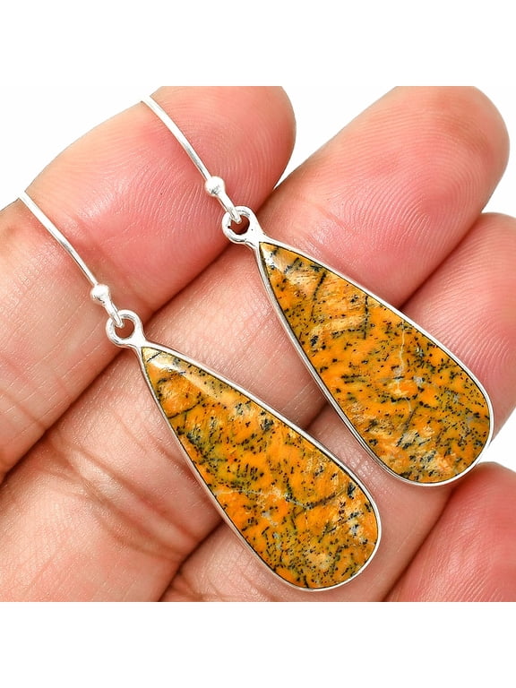Natural Honey Dendritic Opal 925 Sterling Silver Earrings Jewelry E-1001 SDE84819