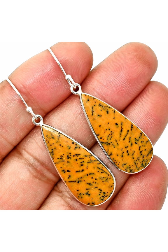 Natural Honey Dendritic Opal 925 Sterling Silver Earrings Jewelry E-1001 SDE84874