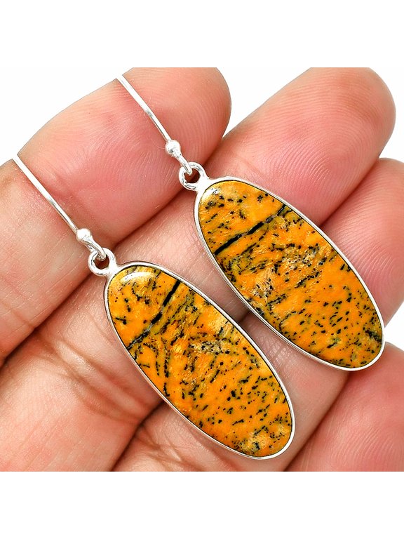 Natural Honey Dendritic Opal 925 Sterling Silver Earrings Jewelry E-1001 SDE84923