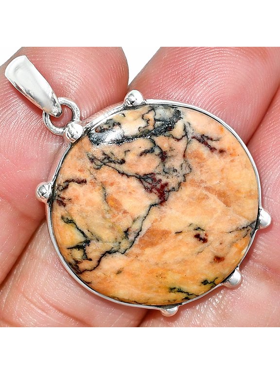 Natural Honey Dendritic Opal 925 Sterling Silver Pendant Jewelry P-1349 SDP151635
