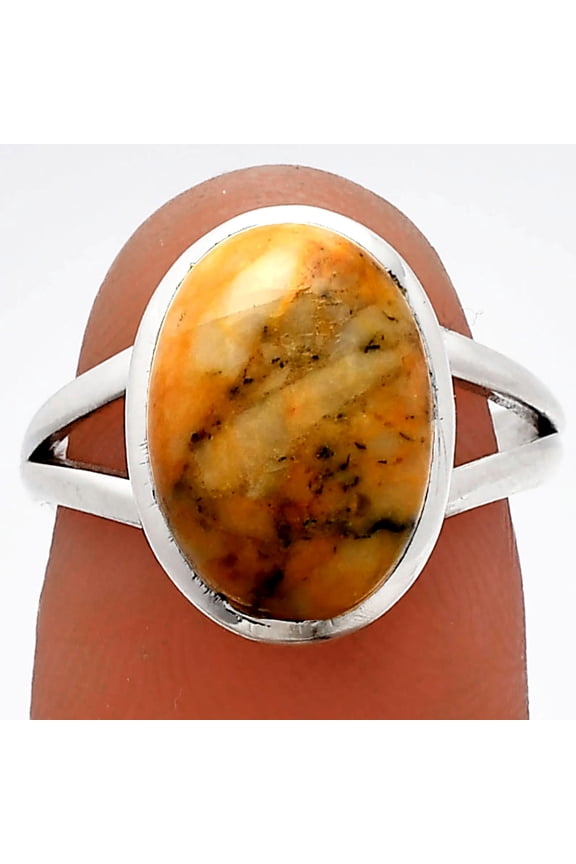 Natural Honey Dendritic Opal 925 Sterling Silver Ring s.7 Jewelry R-1005 SDR230470