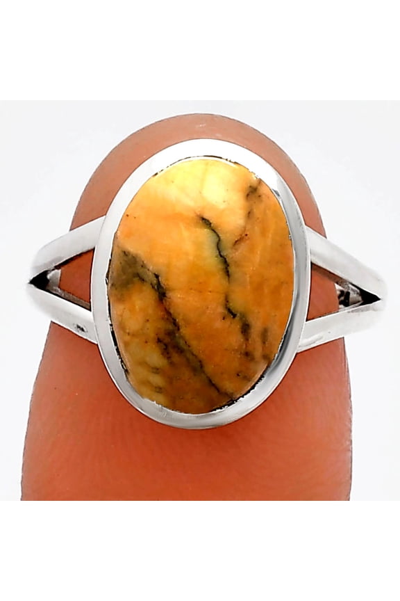 Natural Honey Dendritic Opal 925 Sterling Silver Ring s.7 Jewelry R-1005 SDR230518