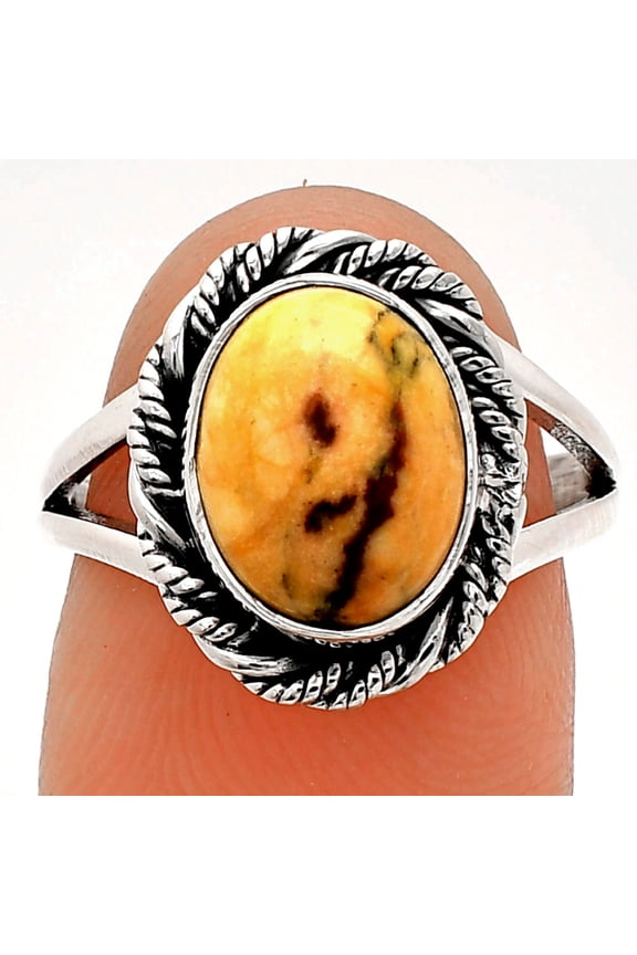 Natural Honey Dendritic Opal 925 Sterling Silver Ring s.7 Jewelry R-1014 SDR231432