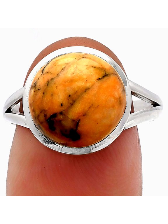 Natural Honey Dendritic Opal 925 Sterling Silver Ring s.8.5 Jewelry R-1005 SDR230417