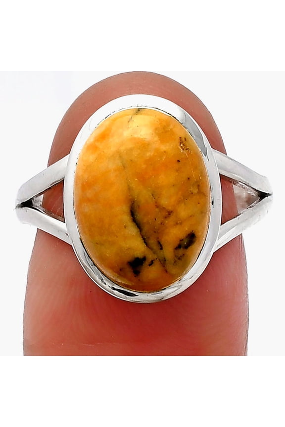 Natural Honey Dendritic Opal 925 Sterling Silver Ring s.8 Jewelry R-1005 SDR230390