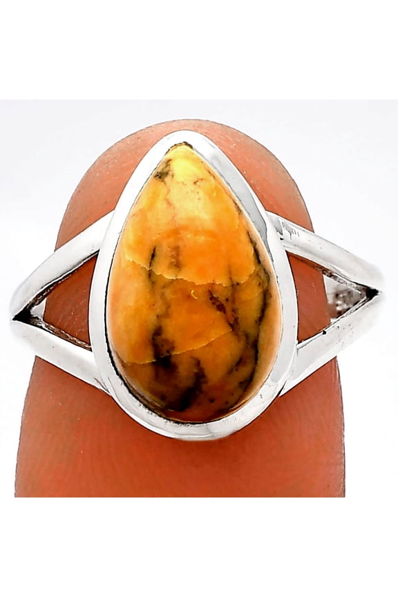 Natural Honey Dendritic Opal 925 Sterling Silver Ring s.8 Jewelry R-1005 SDR230489