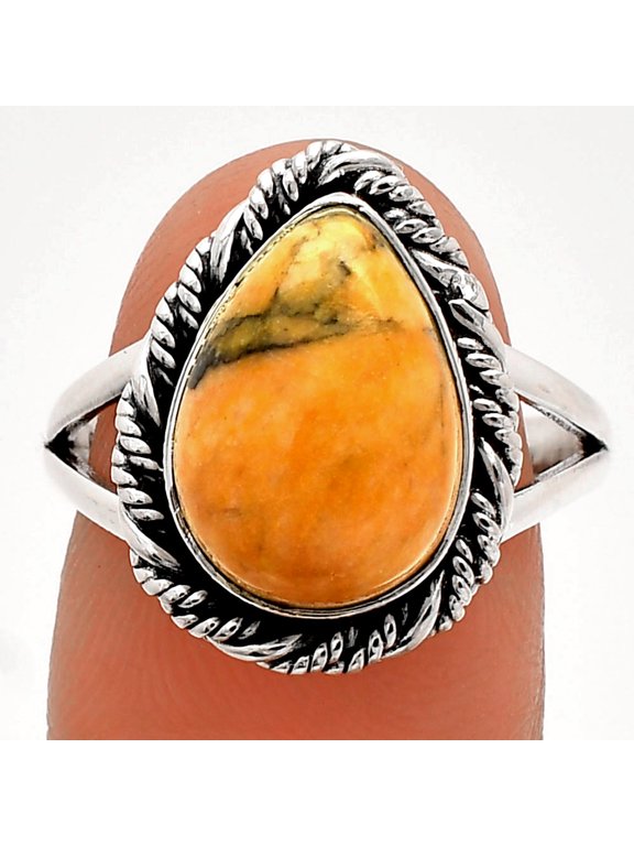 Natural Honey Dendritic Opal 925 Sterling Silver Ring s.8 Jewelry R-1014 SDR231503