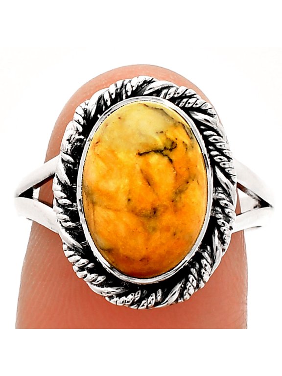 Natural Honey Dendritic Opal 925 Sterling Silver Ring s.8 Jewelry R-1014 SDR231686