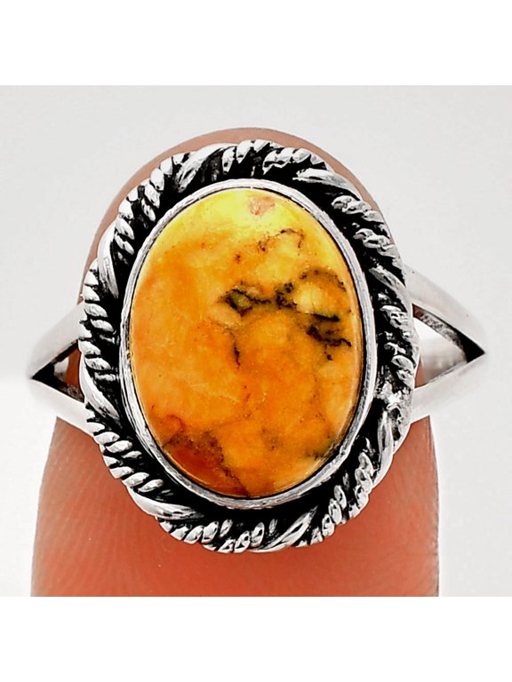 Natural Honey Dendritic Opal 925 Sterling Silver Ring s.8 Jewelry R-1014 SDR231732