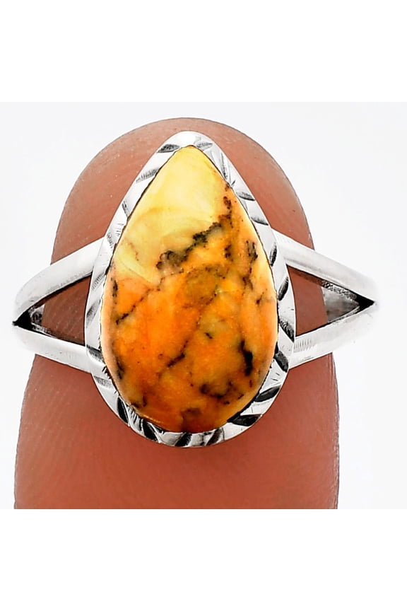 Natural Honey Dendritic Opal 925 Sterling Silver Ring s.8 Jewelry R-1074 SDR230828