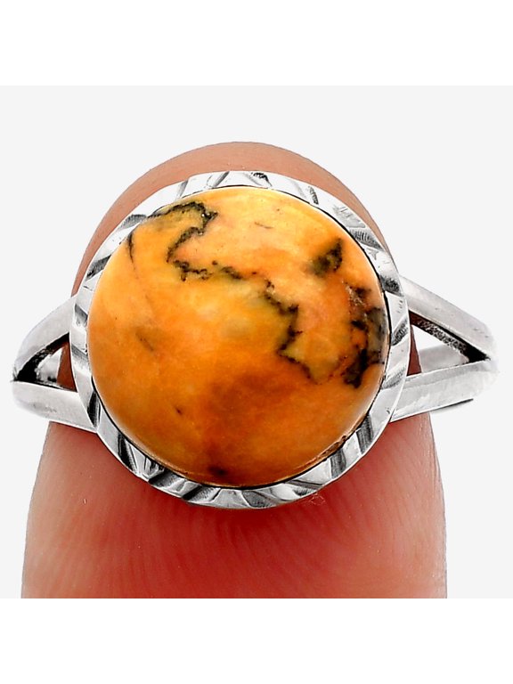 Natural Honey Dendritic Opal 925 Sterling Silver Ring s.8 Jewelry R-1074 SDR231003