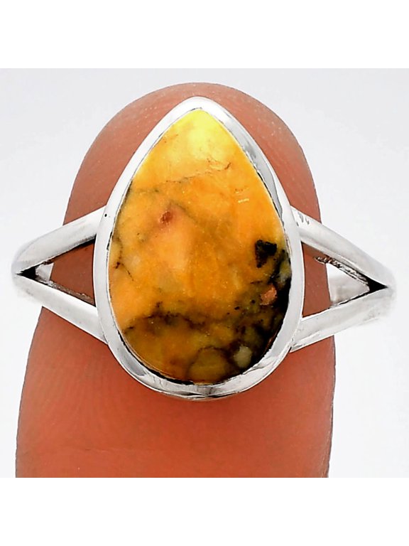 Natural Honey Dendritic Opal 925 Sterling Silver Ring s.9.5 Jewelry R-1005 SDR230565