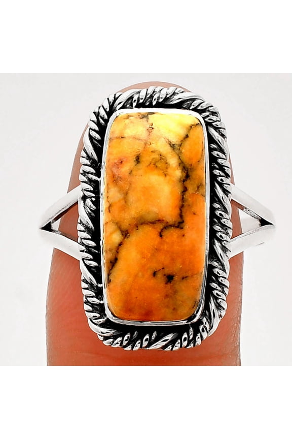 Natural Honey Dendritic Opal 925 Sterling Silver Ring s.9.5 Jewelry R-1014 SDR231641