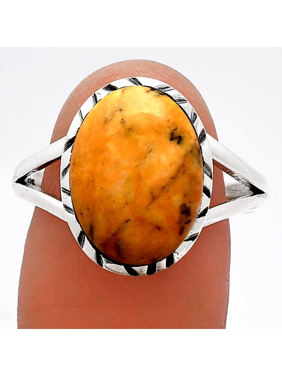 Natural Honey Dendritic Opal 925 Sterling Silver Ring s.9.5 Jewelry R-1074 SDR230876