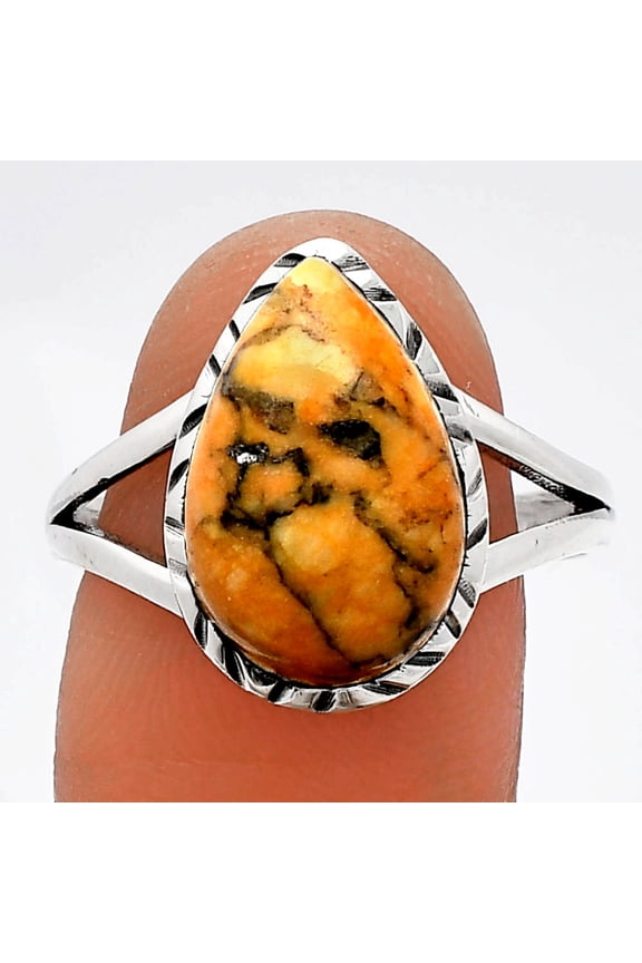 Natural Honey Dendritic Opal 925 Sterling Silver Ring s.9.5 Jewelry R-1074 SDR230881