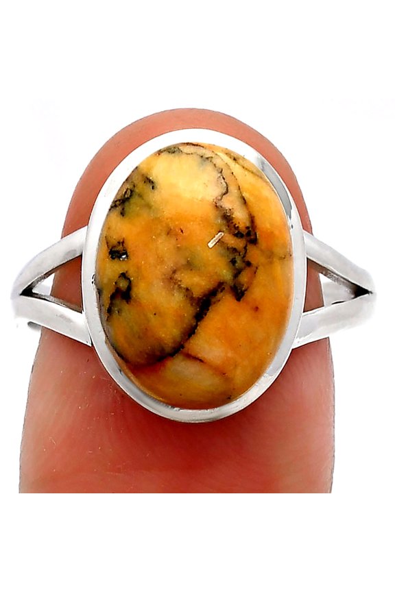 Natural Honey Dendritic Opal 925 Sterling Silver Ring s.9 Jewelry R-1005 SDR230365