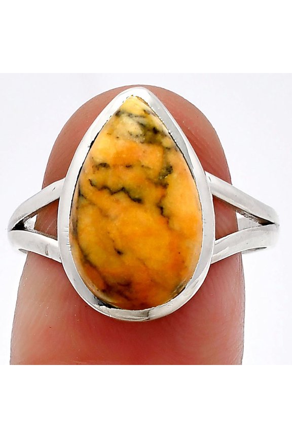 Natural Honey Dendritic Opal 925 Sterling Silver Ring s.9 Jewelry R-1005 SDR230407