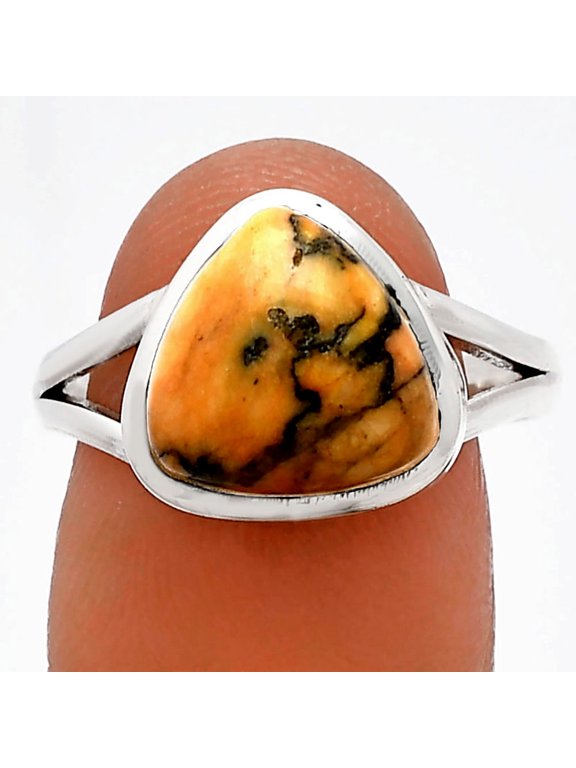 Natural Honey Dendritic Opal 925 Sterling Silver Ring s.9 Jewelry R-1005 SDR230539