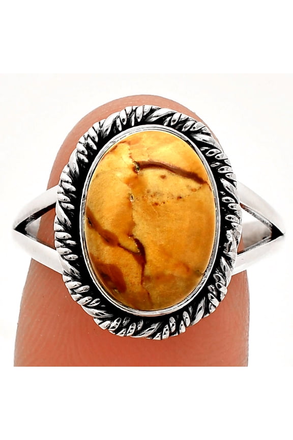 Natural Honey Dendritic Opal 925 Sterling Silver Ring s.9 Jewelry R-1014 SDR231546