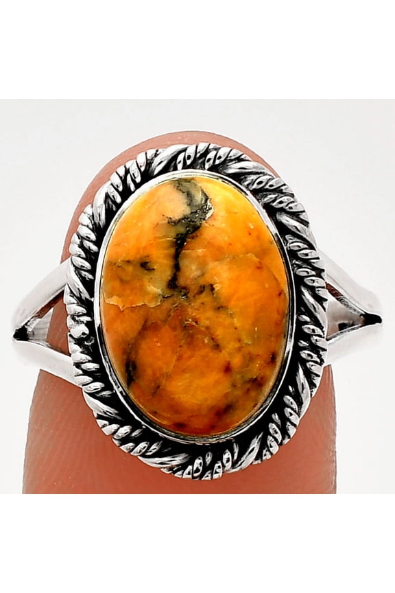 Natural Honey Dendritic Opal 925 Sterling Silver Ring s.9 Jewelry R-1014 SDR231720