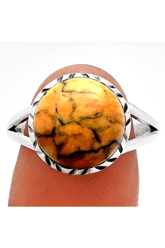Natural Honey Dendritic Opal 925 Sterling Silver Ring s.9 Jewelry R-1074 SDR230846