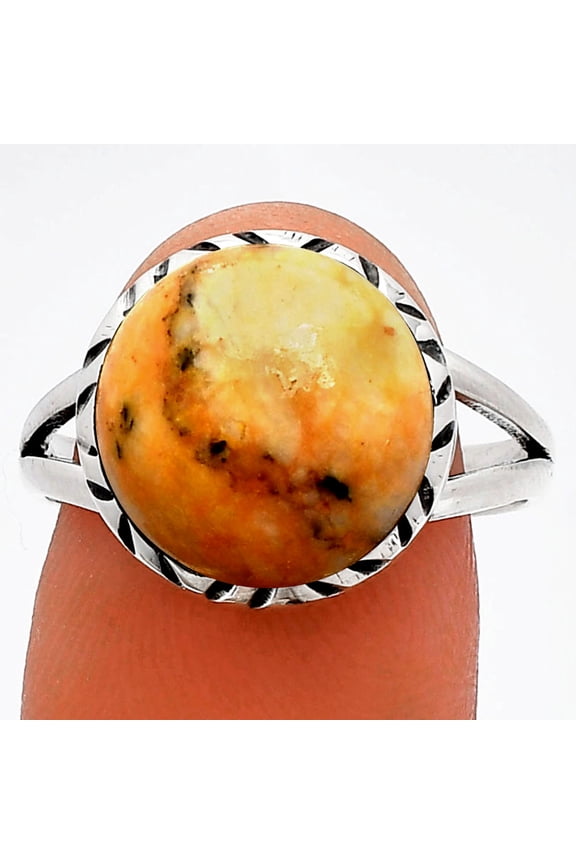 Natural Honey Dendritic Opal 925 Sterling Silver Ring s.9 Jewelry R-1074 SDR230900