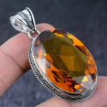 thumbnail image 1 of Natural Honey Topaz Gemstone Handmade 925 Sterling Silver Pendant 2.25", 1 of 2