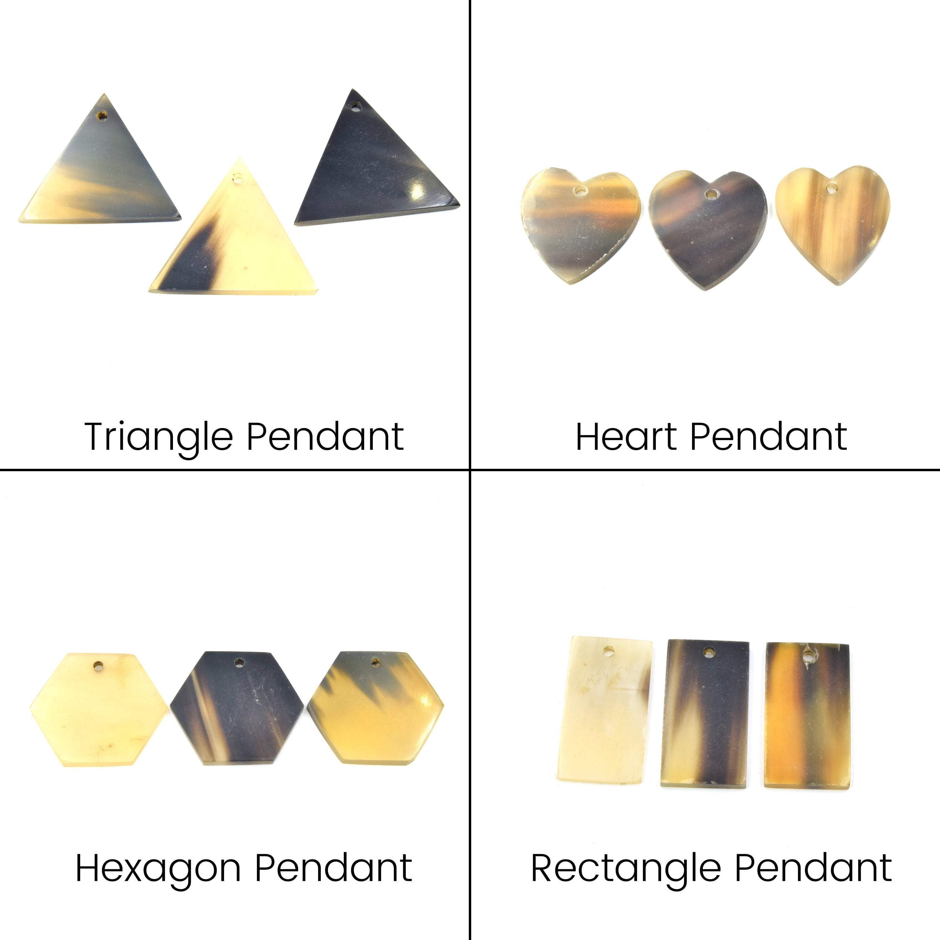 Natural Horn Components | One Inch Star Moon Circle Rectangle Triangle ...