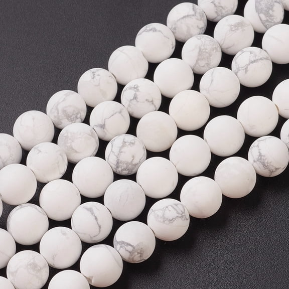 Natural Howlite Beads Strands Frosted Round 8mm Hole: 1mm 49pcs/strand 15.2 inch(38.5cm)