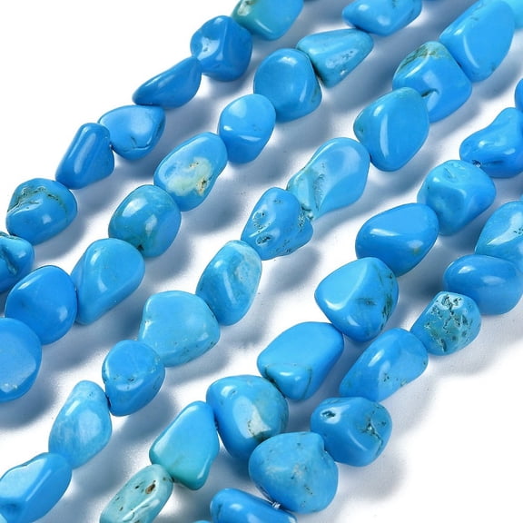 Natural Howlite Beads Strands Tumbled Stone Dyed Heated Deep Sky Blue 7~13x4.5~10x4.5~10mm Hole: 1.2mm 44~46pcs/strand 15.08''~16.14''(38.3~41cm)
