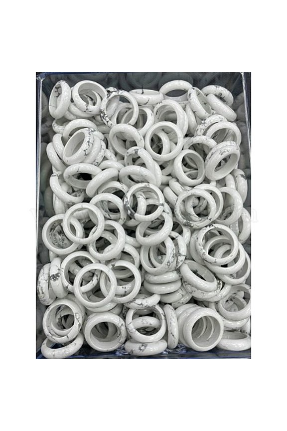 Natural Howlite Finger Rings Inner Diameter: 17~20mm