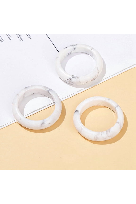 Natural Howlite Plain Band Finger Rings Inner Diameter: 18-20mm