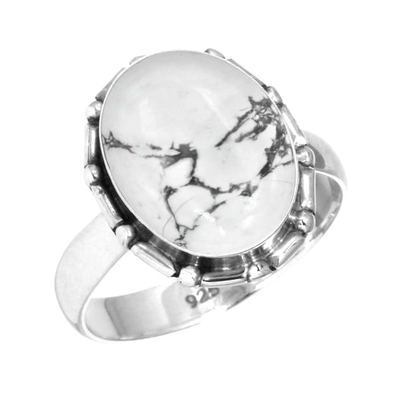 Natural Howlite Ring 925 Sterling Silver Handmade Jewelry