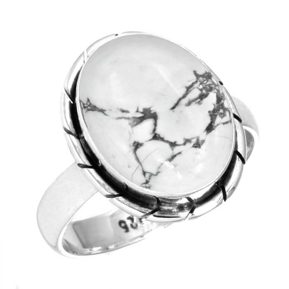 Natural Howlite Ring 925 Sterling Silver Handmade Jewelry