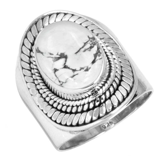 Natural Howlite Ring 925 Sterling Silver Handmade Jewelry