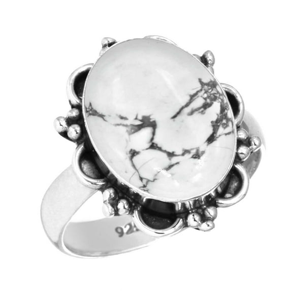 Natural Howlite Ring 925 Sterling Silver Handmade Jewelry