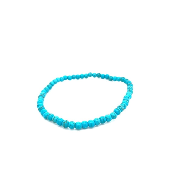 Natural Howlite Turquoise 4mm Rondelle Shape Smooth Cut Beads Stretchable Bracelet for Men & Women.
