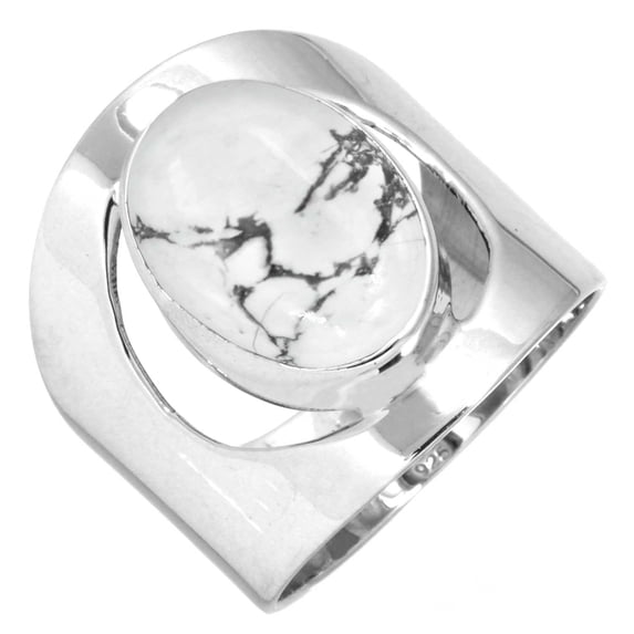 Natural Howlite Women Jewelry 925 Sterling Silver Ring