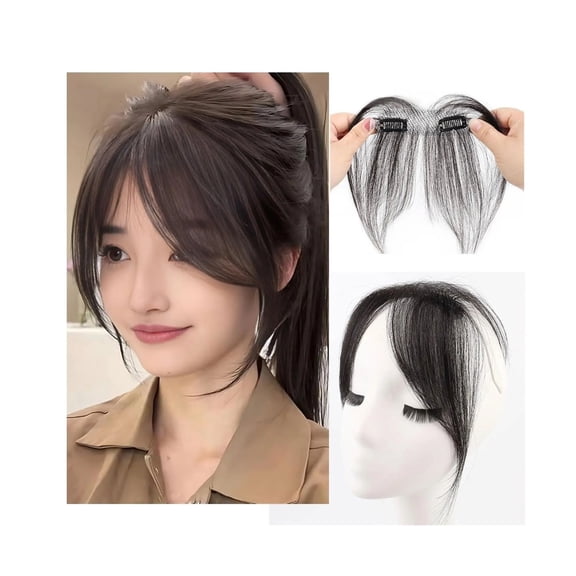 Natural Human Hair Clip-in Bangs and Sideburns Extensions for Women - Effortless Style Upgrade