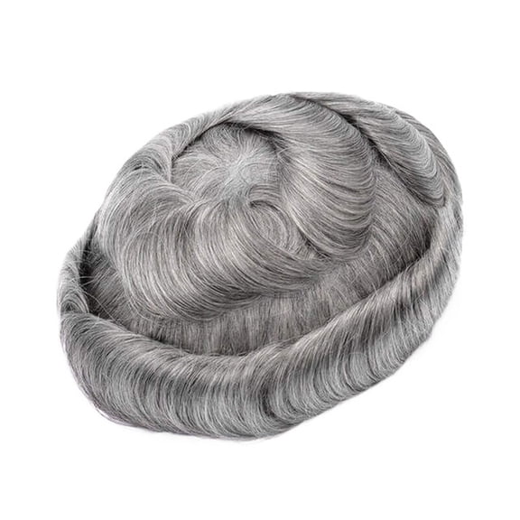 Natural Human Hair Topper With Grey Hair Man Toupee Hair Men's Capillary Prothesis Swiss Lace PU Indian Human Hair Wigs for Men