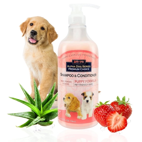 All Natural, Hypoallergenic | Gentle Puppy Shampoo + Conditioner with Aloe Vera | Antibacterial | pH Balanced | Tear Free | Detangler & Moisturizer | Odor Eliminator | Grooming Quality - 26.4 oz.