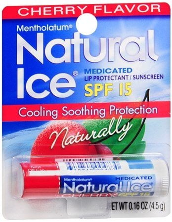 Natural Ice Medicated Lip Protectant/Sunscreen SPF 15, Cherry (Pack of 24)
