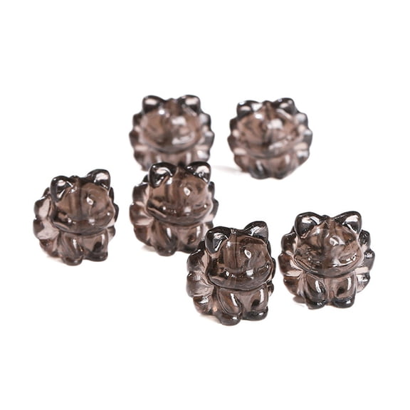 Natural Ice Obsidian Carved Nine-Tailed Fox Beads 17x12mm diy