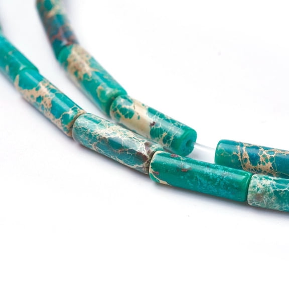 Natural Imperial Jasper Beads Strands Dyed Column Dark Turquoise 13~14x4~4.5mm Hole: 1mm about 29pcs/strand 15.35 inch~15.7 inch(39~39.9cm)