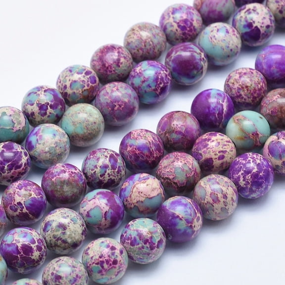 Natural Imperial Jasper Beads Strands Dyed Round Blue Violet 6mm Hole: 1mm 62pcs/strand 15.5 inch Imperial Jasper